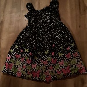 Girls Bonnie Jean size 12 dress mint new no tags black polka dot & butterflies